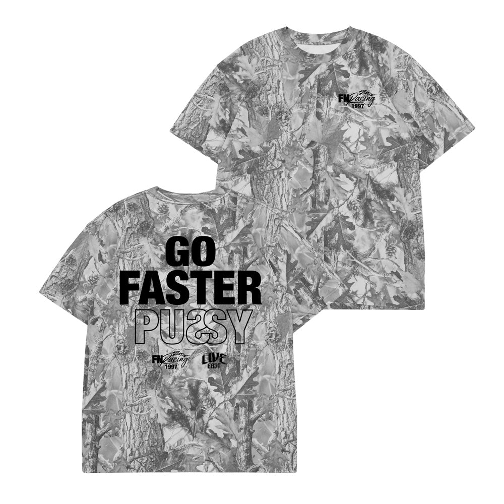 GO FASTER TEE- GREY CAMO