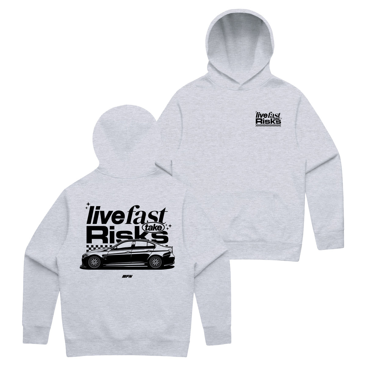 LIVE FAST F80 M3 HOODIE- HEATHER GREY